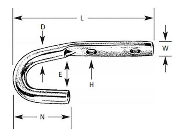 ROPE BINDING HOOK OPEN STYLE 3 3/4" OVERALL LTH