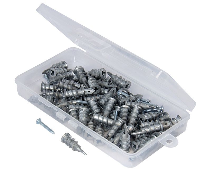 EASY ANCHOR KIT ZINC ALLOY #8, 50 ANCHORS(1-1/2"L) &amp; 50 #8x1-1/4" SHEET METAL PAN HEAD SCREWS