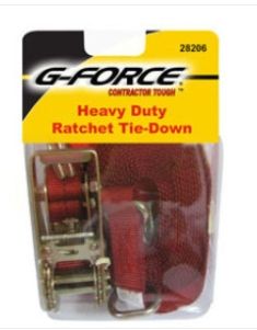 HEAVY DUTY RATCHET TIE-DOWN STEEL J-HOOKS &amp; D-RING 1000 LBS 16'