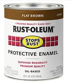 RUST-OLEUM STOPS RUST ENAMEL FLAT BROWN PAINT 1 QT.