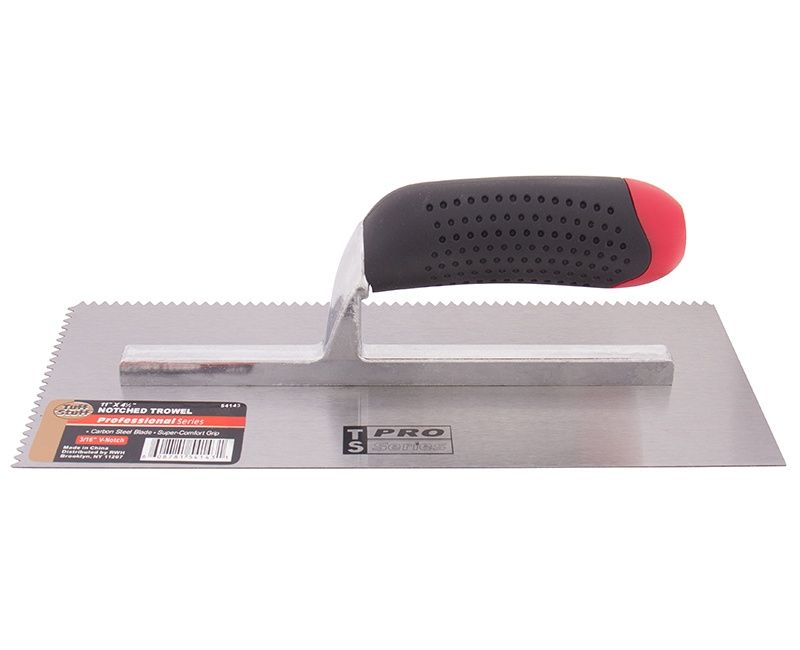 11" X 4-1/2" TROWEL 3/16" V-NOTCH RUBBER HANDLE