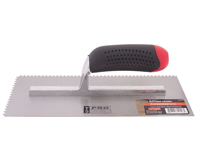 11" X 4-1/2" TROWEL 1/4" V-NOTCH RUBBER HANDLE