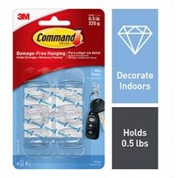 3M COMMAND CLEAR MINI HOOKS