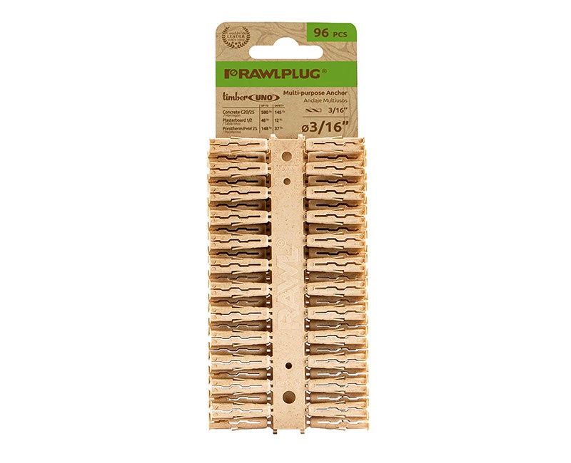 RAWLPLUG TIMBER UNO UNIVERSAL ANCHOR 1/4 (CLIP OF 96)