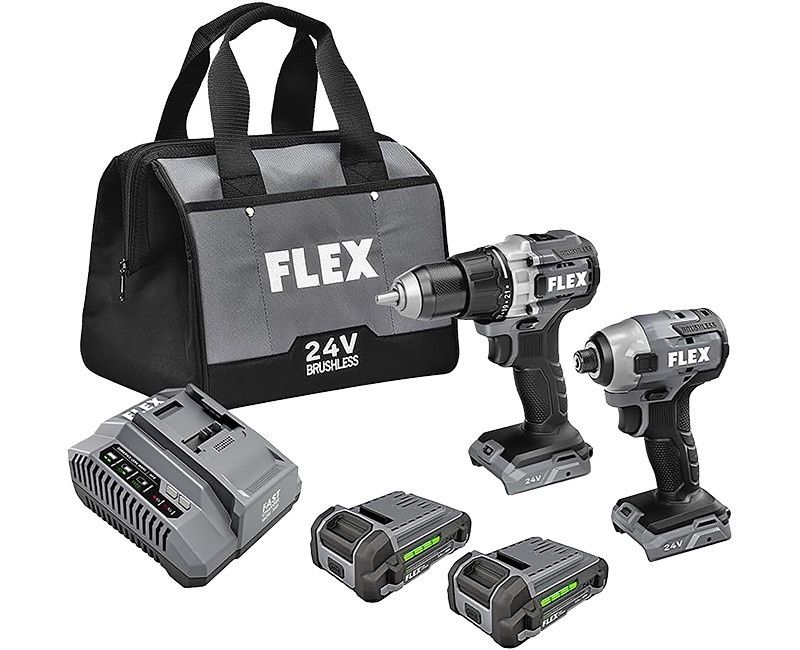 24V BRUSHLESS CORDLESS 2 TOOL COMBO KIT 1/2" 2 SPEED DRILL DRIVER &amp; 1/4" HEX IMPACT DRIVER W/ 2 2.5H LITHIUM BATTERY + CHARGER