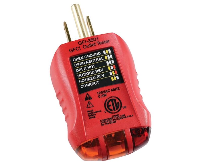 GFCI OUTLET TESTER, 120 VAC; 1/CLAM