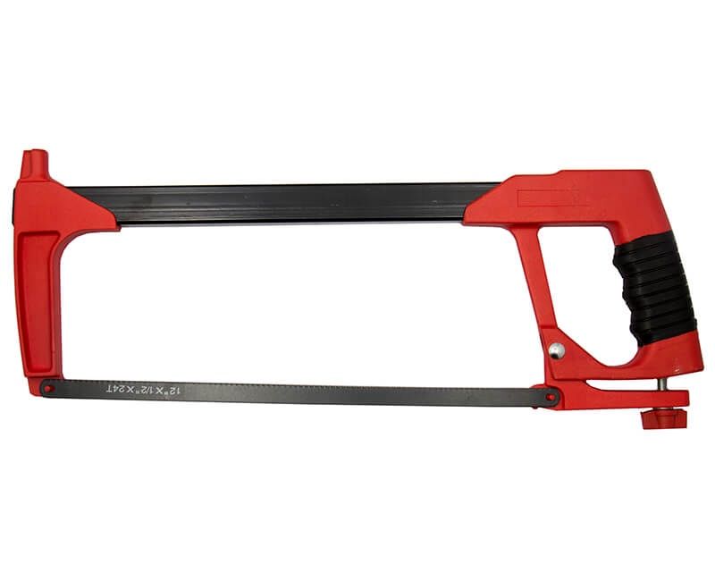 12" ALUMINUM HEAVY DUTY HACKSAW FRAME WITH BLADE - RED FRAME