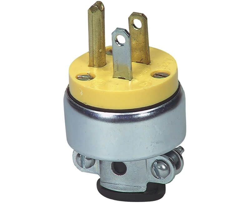 15A 120V YELLOW VINYL ARMOURED PLUG GROUNDED BULK