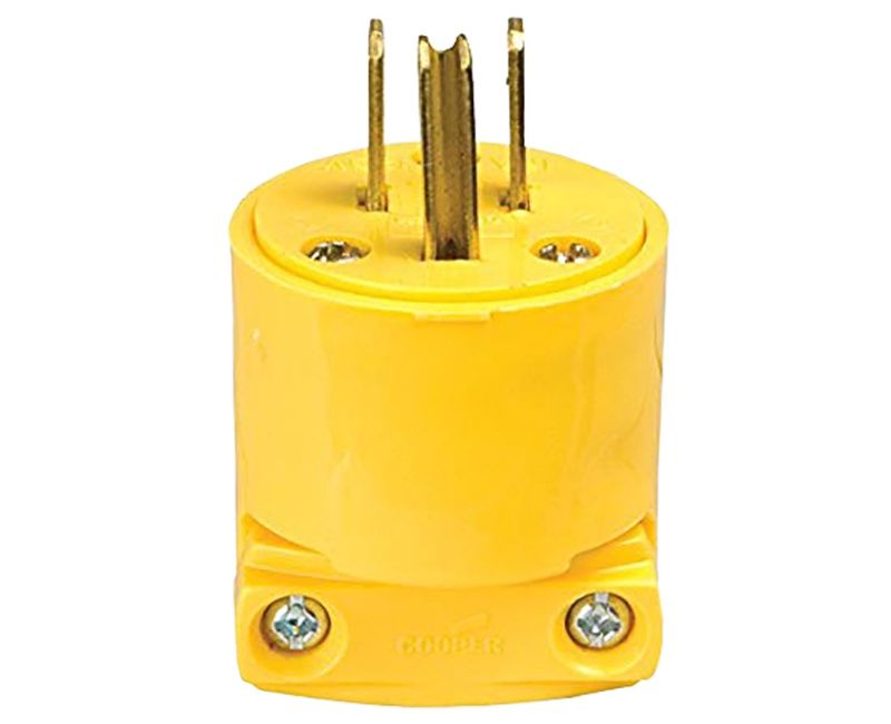 PLUG 15A 125V 2P3W VINYL STRAIGHT YELLOW