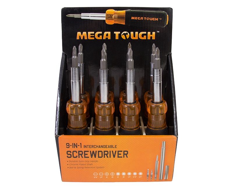 9-IN-1 SCREWDRIVER RUBBER GRIP HANDLE