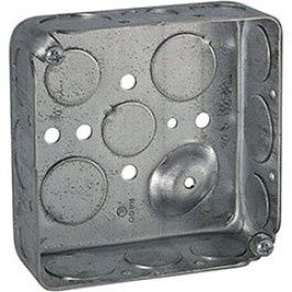 RACO 8192 4" SQUARE ELECTRICAL BOX (#1900) 1-1/2" DEEP W/1/2" &amp; 3/4" KNOCK OUT