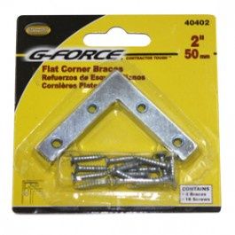 G-FORCE 40402 2" CORNER IRON ZINC PLATED CARDED WITH SCREWS (4/CARD)