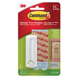 3M 17041-ES COMMAND WHITE WIRE-BACKED PICTURE HANGER 5LB CAP 1 HANGER/2 STRIPS