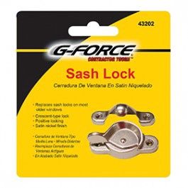 G-FORCE 43202 DIE CAST SATIN NICKEL SASH LOCK CARDED