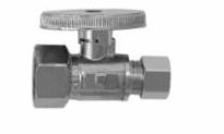 1/2 FIP x 3/8" OD COMPRESSION SATIN NICKEL 1/4 TURN FLEXIBLE STRAIGHT SUPPLY STOPS (BALL VALVE TYPE)