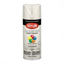 KRYLON K05500007 COLORMAXX PAINT + PRIMER GLOSS ALMOND 12 OZ INDOOR-OUTDOOR