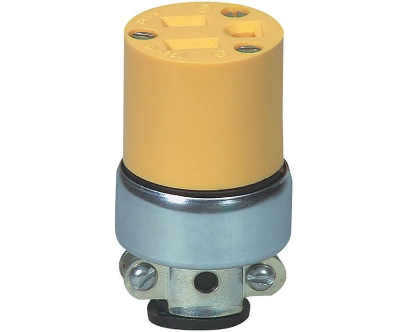 15A 125V YELLOW VINYL ARMOURED CONNECTOR GROUNDED Socket