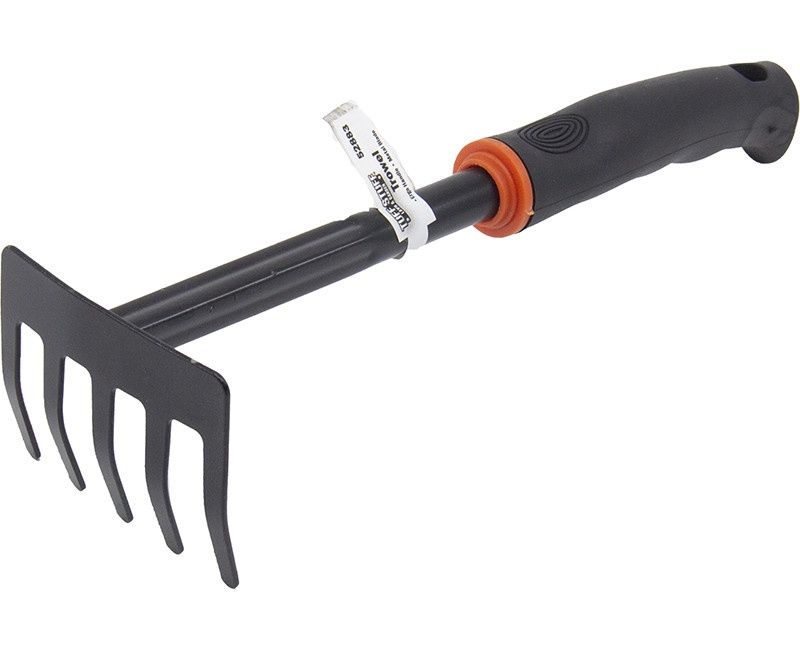 METAL 5-TEETH RAKE ERGO GRIP HANDLE FOR GARDENING