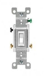 Eaton 15-Amp 120-volt Standard Grade 3-Way Toggle Switch with Push and Side Wiring, Non-Grounding, White