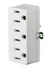 LEVITON 00698-004-00W 15A 125V GROUNDING TRIPLE OUTLET ADAPTER WHITE