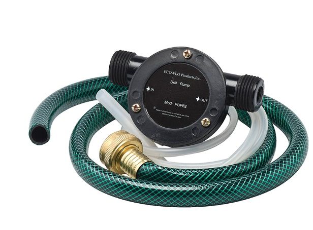 DRILL PUMP WITH KIT - KIT INCLUDES: 3' GARDEN HOSE, 1/4" ID HOSE (PUMPING ENGINE OIL) - DRILL PUMP FITS STANDARD 1/4" &amp; 1/2" DRILL