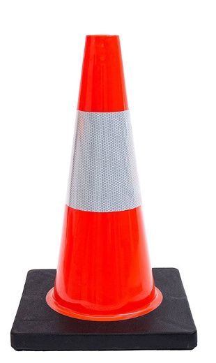 18" ORANGE TRAFFIC SAFETY CONE 3 LB WITH 6" REFLECTIVE COLLAR