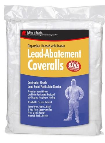 HOODED W/BOOTIES LEAD ABATEMENT COVERALL - LARGE