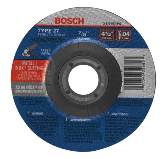 BOSCH Metal/ Stainless Steel Thin Cutting Wheel Type 27A 4-1/2" x .040 x 7/8"