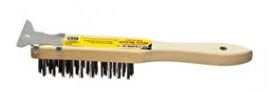 G-FORCE  WOOD HANDLE STEEL WIRE BRUSH WITH SCRAPER  4 X 11