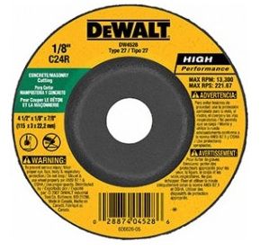 DEWALT CONCRETE/MASONRY CUTTING WHEEL DW4528 4-1/2" X 1/8" X 7/8"