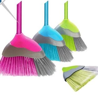 Medium Angle Broom with 4' Handle - Assorted Cool Colors