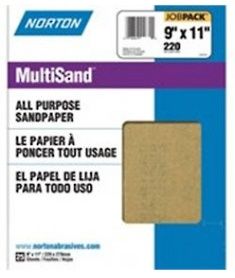 NORTON ALL PURPOSE SANDPAPER 9" X 11" 220 GRIT (25)