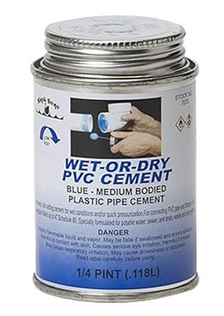 Wet-Or-Dry PVC Cement (Blue), Medium Bodied, 4 oz.