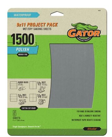 Mirror Fine Waterproof Sandpaper 9"x11"- 1500 Grit