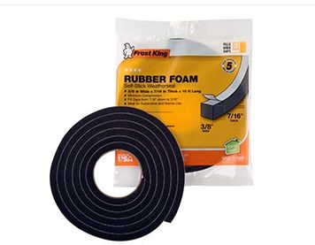 SPONGE RUBBER FOAM WEATHERSEAL TAPE 3/8" X 7/16" X 10'