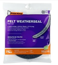 FELT NAIL-ON WEATHERSTRIP 5/8" X 3/16" X 17'