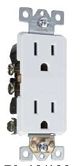 Decorator Duplex Receptacle Outlet,Tamper Resistant, Self-Grounding, Residential Grade 15A/ 125V