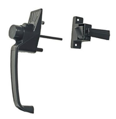 PUSH BUTTON SCREEN DOOR LATCH 1-1/2" HOLE SPACING BLACK FINISH CARDED