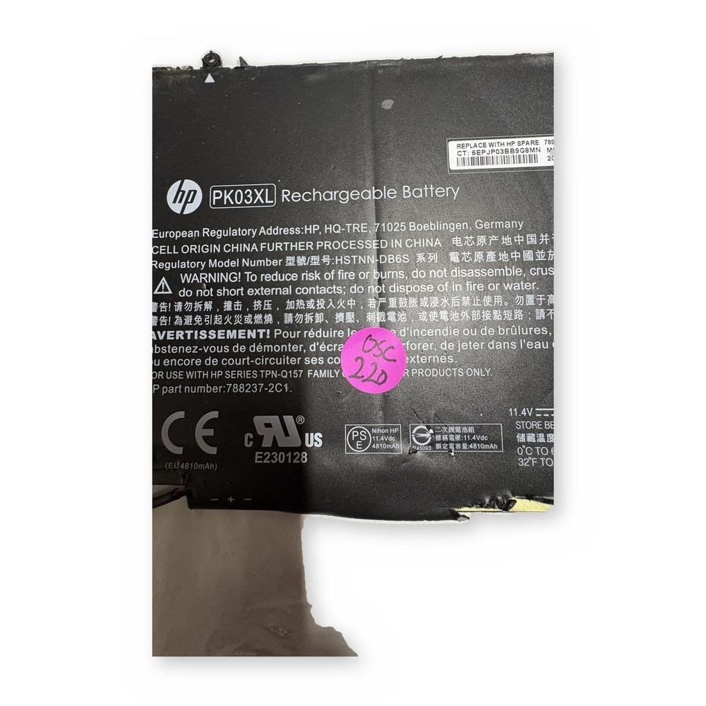 HP Laptop Battery PK03XL 11.4V Swollen Only - For Parts / Not Working — photo 1