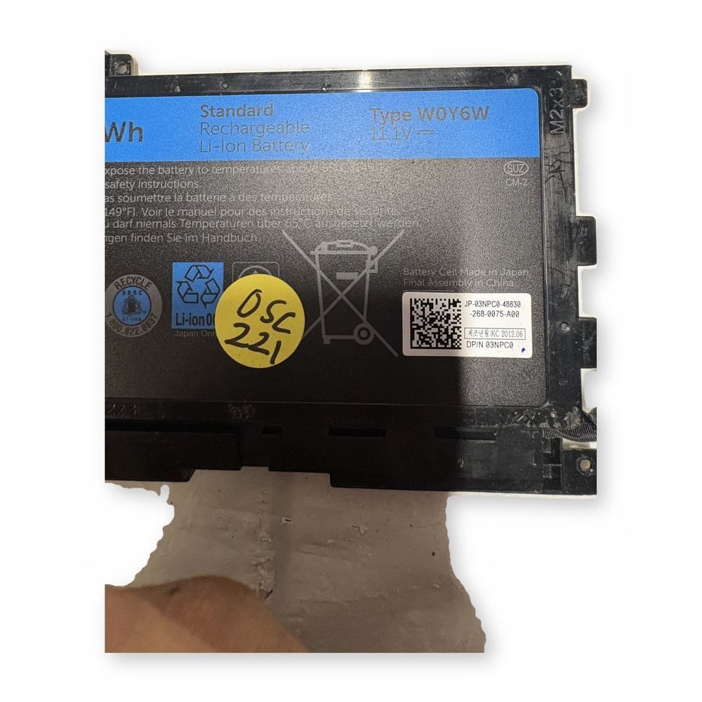Dell Laptop Battery Type W0Y6W 65Wh 11.1V XPS 15 Replacement — photo 1