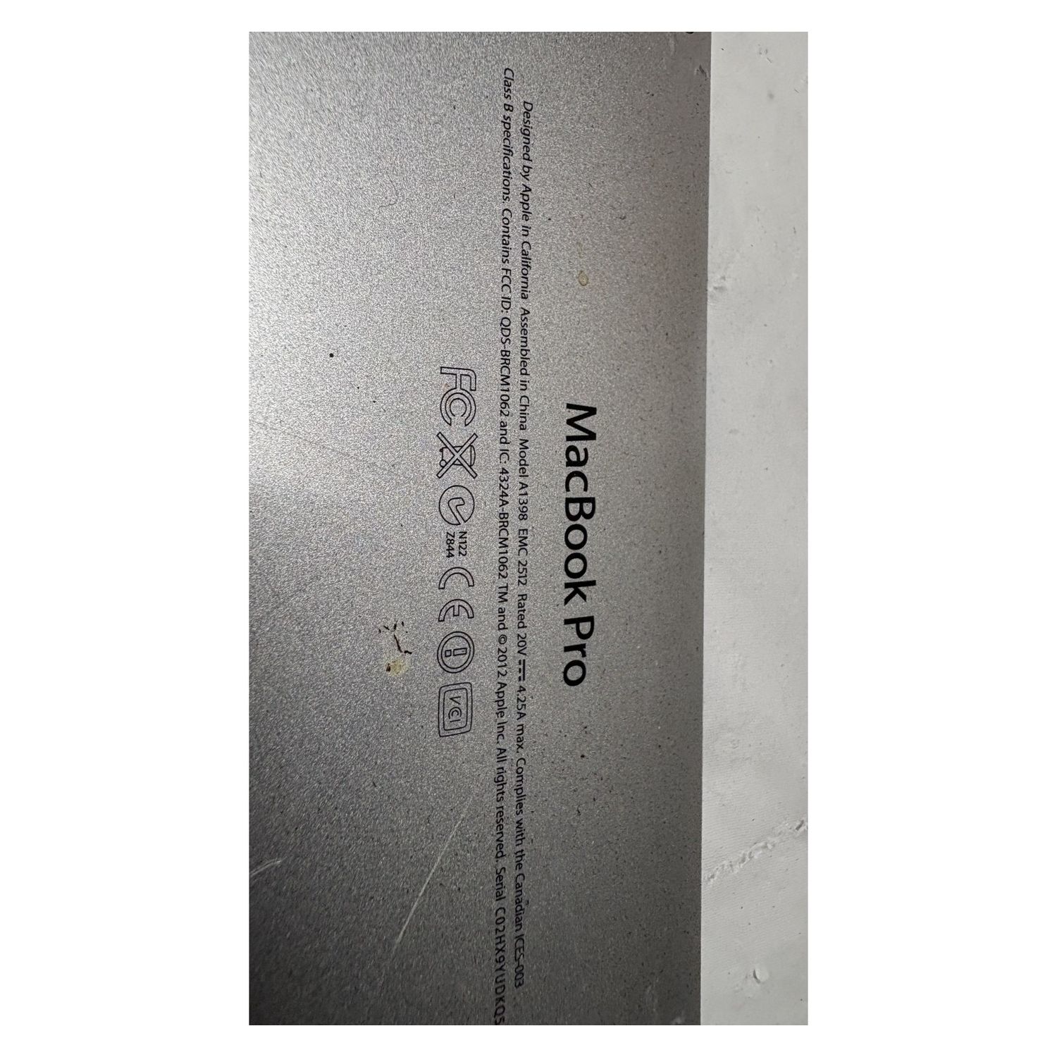 Apple A1398 Bottom Case Base Cover Silver MacBook Pro 15in Retina A1398 — photo 3