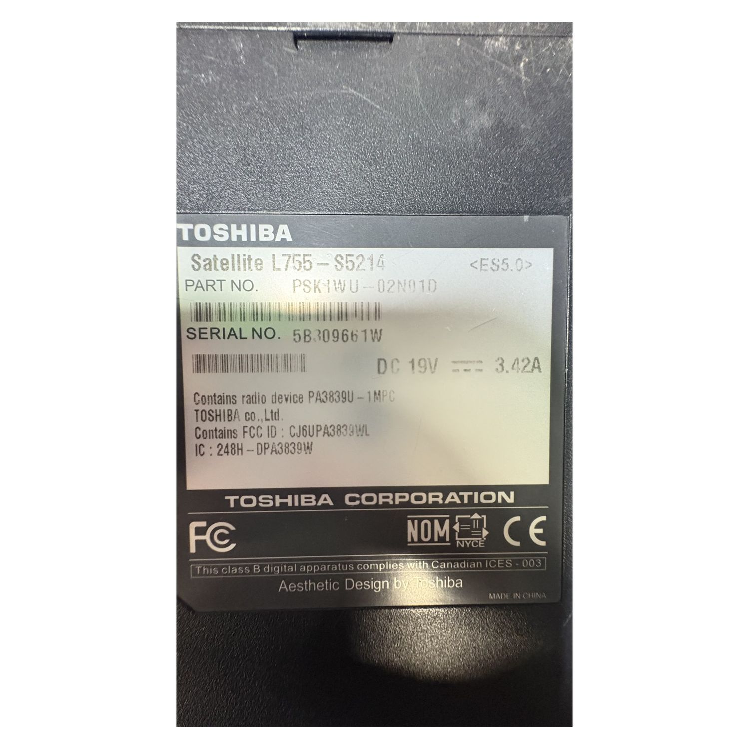 Toshiba Satellite L755-S5214 i3-2310M 4GB 128GB SSD Laptop - For Parts / Not Working — photo 4