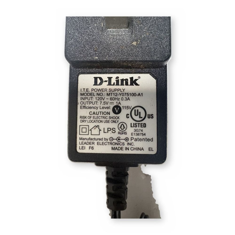 D-Link Power Adapter MT12-Y075100-A1 7.5V 1A ITE Power Supply OEM — photo 1