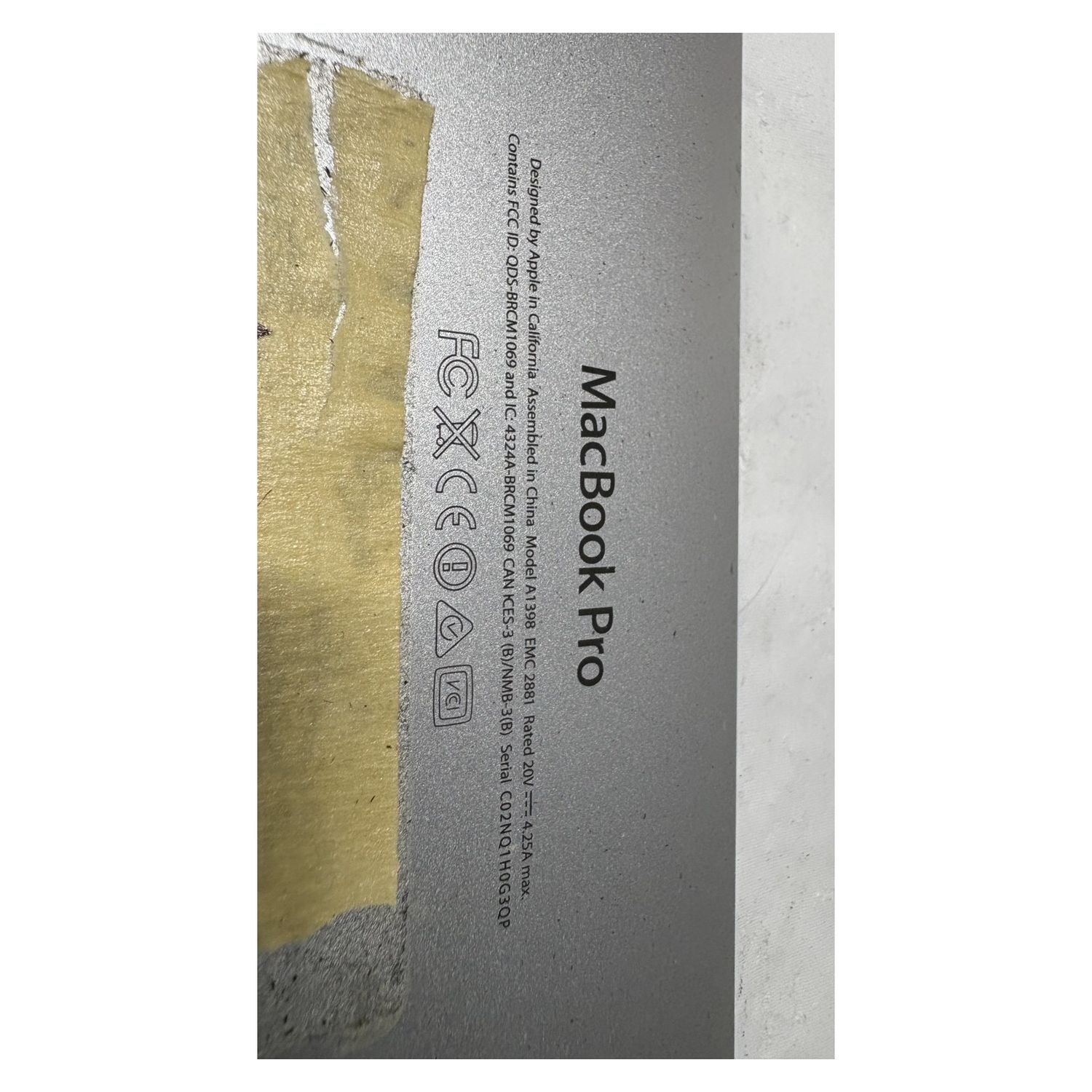 Apple A1398 Bottom Case Base Cover Silver MacBook Pro 15in Retina A1398 — photo 2