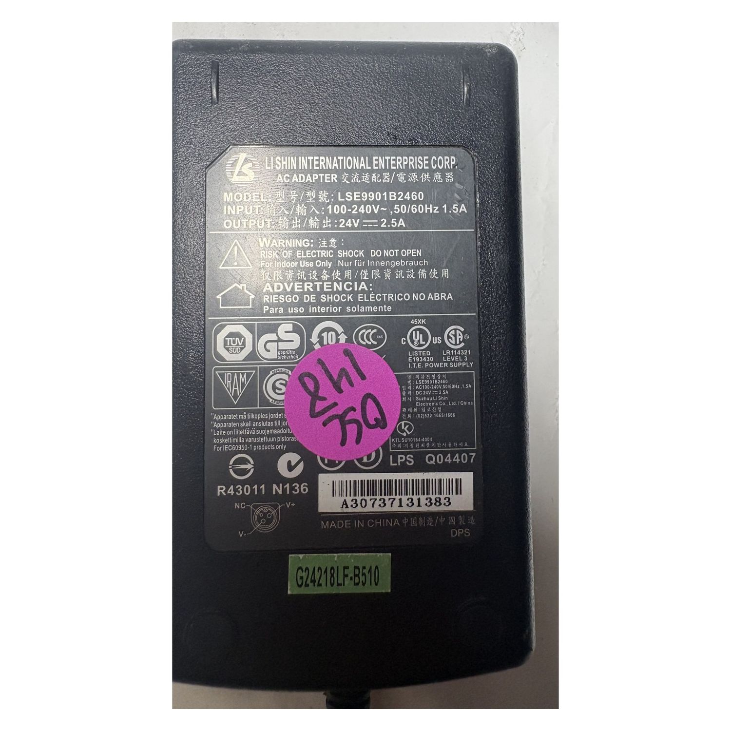 Li Shin AC Power Adapter LSE9901B2460 24V 2.5A 60W Barrel DC Charger — photo 5