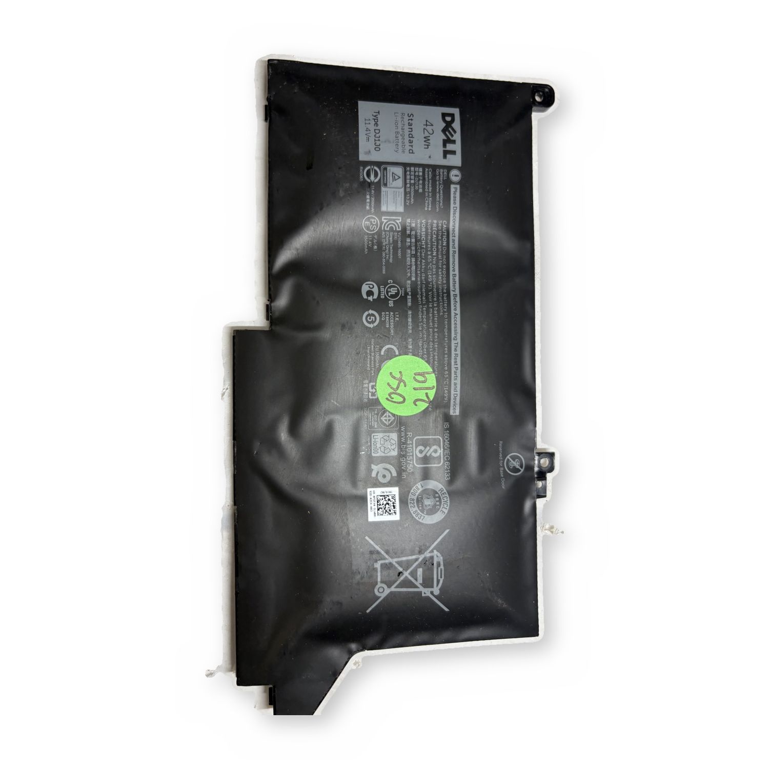 Dell Laptop Battery Type DJ130 42Wh 11.4V Swollen Only - For Parts / Not Working — photo 2