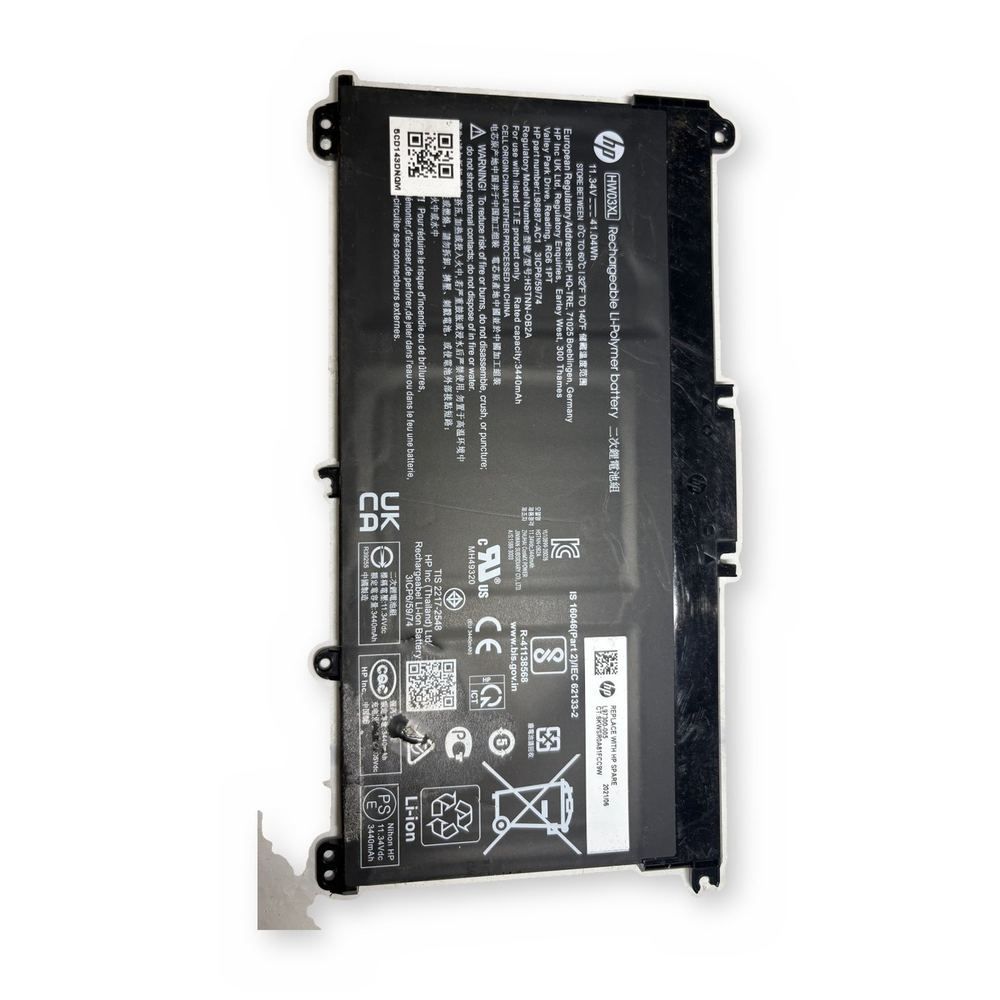 HP Laptop Battery HW03XL 41.04Wh 11.34V Li-Polymer Replacement — photo 1