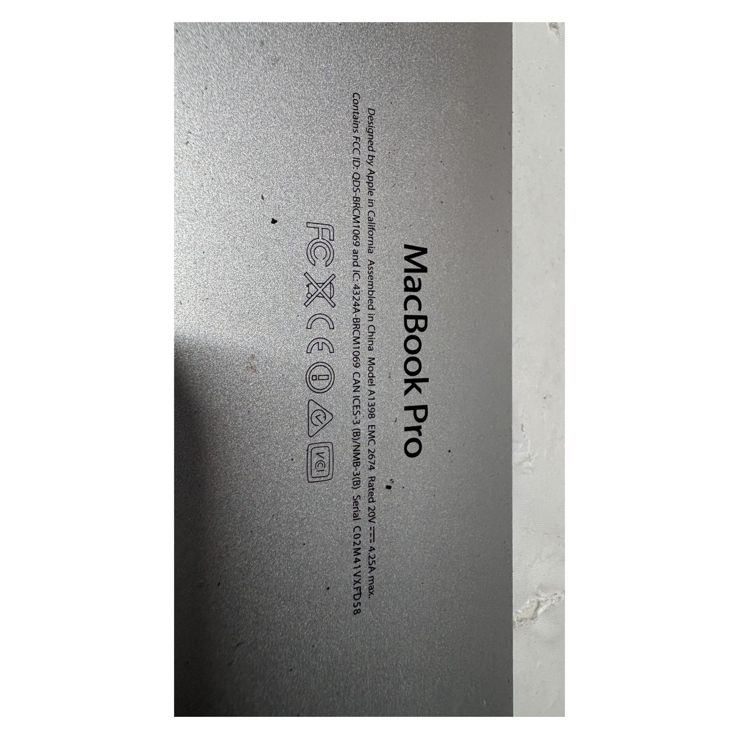 Apple A1398 Bottom Case Base Cover Silver MacBook Pro 15in Retina A1398 — photo 3