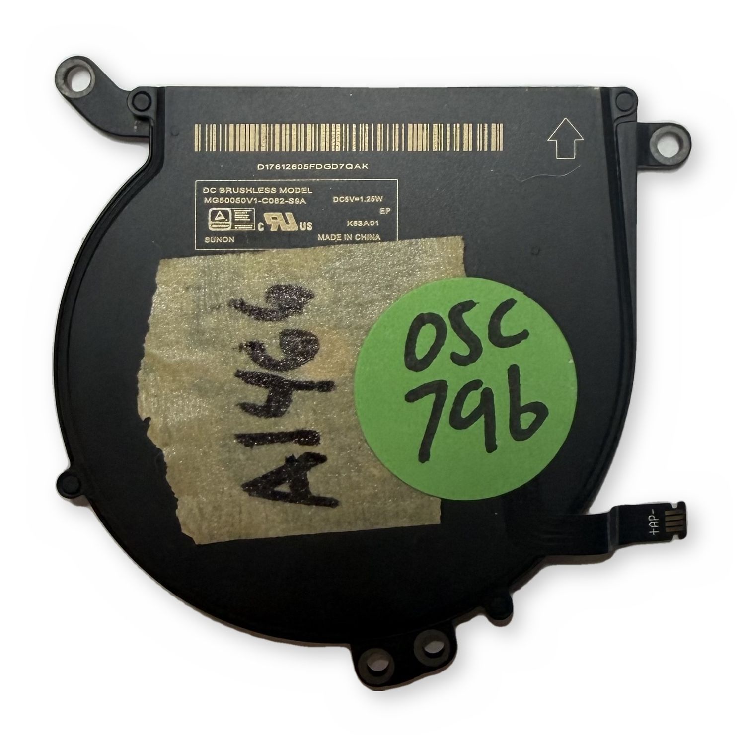 Sunon MG50050V1-C082-S9A MacBook Air 13in A1466 Cooling Fan 923-0442 Genuine — photo 1