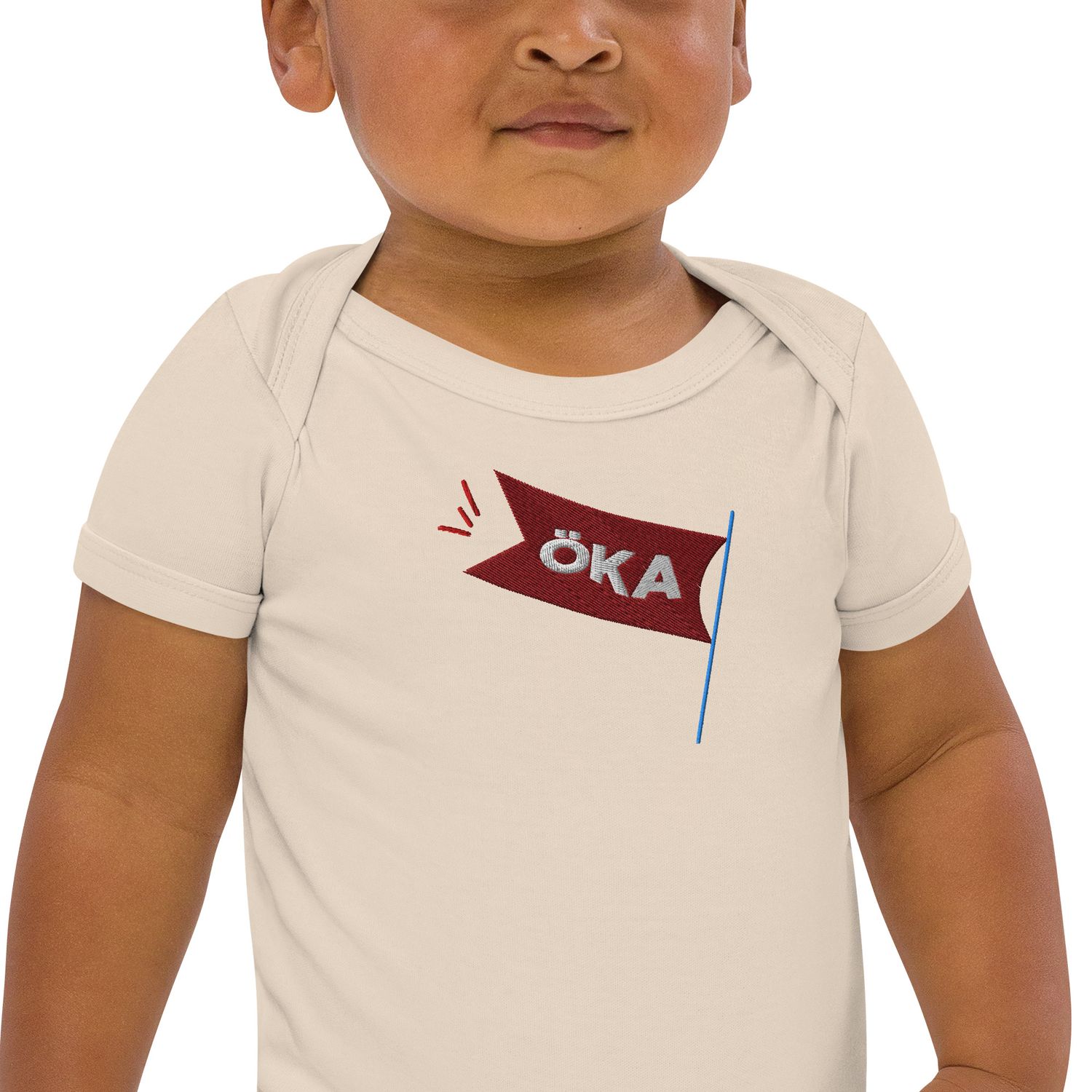 Oka Pendant Logo Organic cotton baby bodysuit